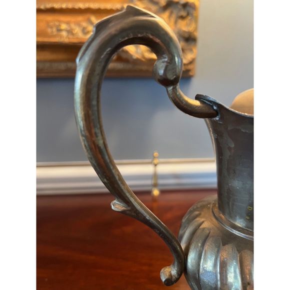 Vintage Brass Pitcher Decorative Pitcher Vase with Handle Swirl Pattern - Picture 3 of 9